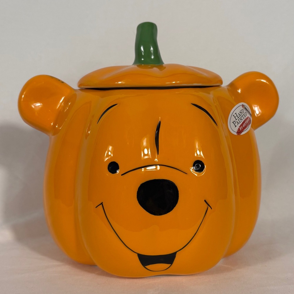 Disney Winnie the Pooh Pumpkin Cookie Jar Hand Painted Halloween